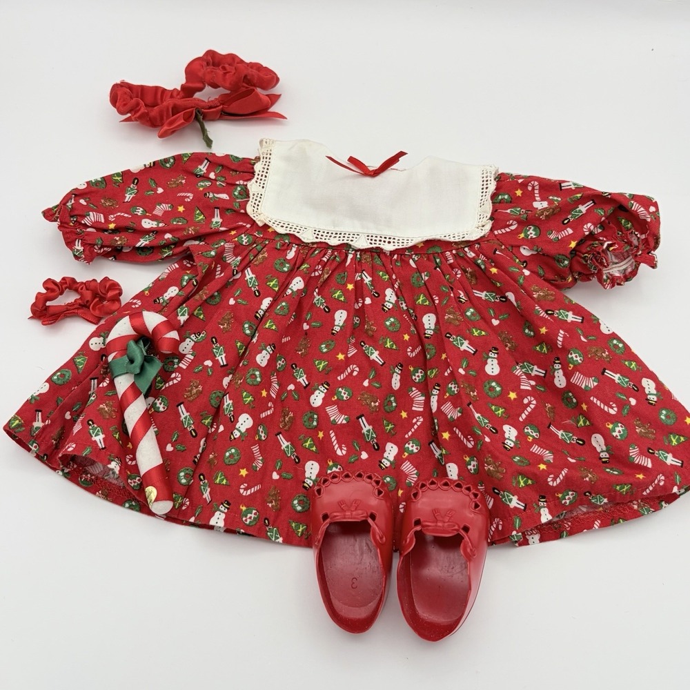 Pleasant Company Bitty Baby Christmas Outfit Shoes Candy Cane VTG